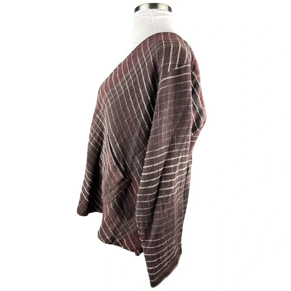 Yasuko Kurisaka Art to Wear Lagenlook Handwoven Brown Button Jacket Cardigan O/S - Picture 9 of 16